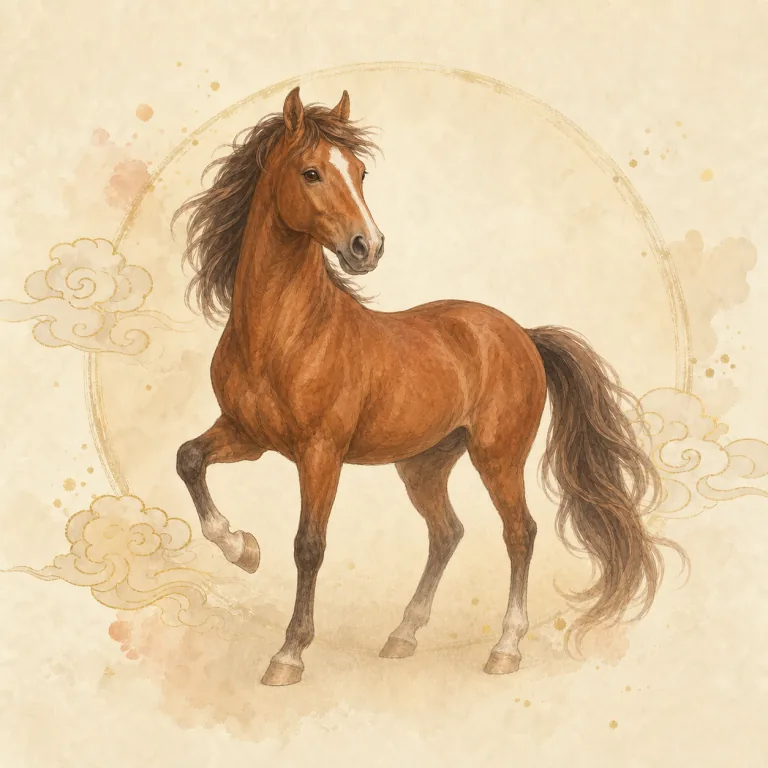 Horse Chinese zodiac watercolor illustration