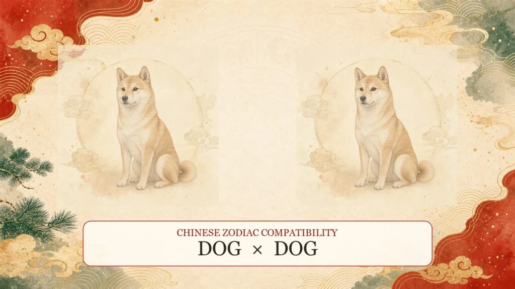 Dog and Dog symbols on a Chinese zodiac compatibility cover