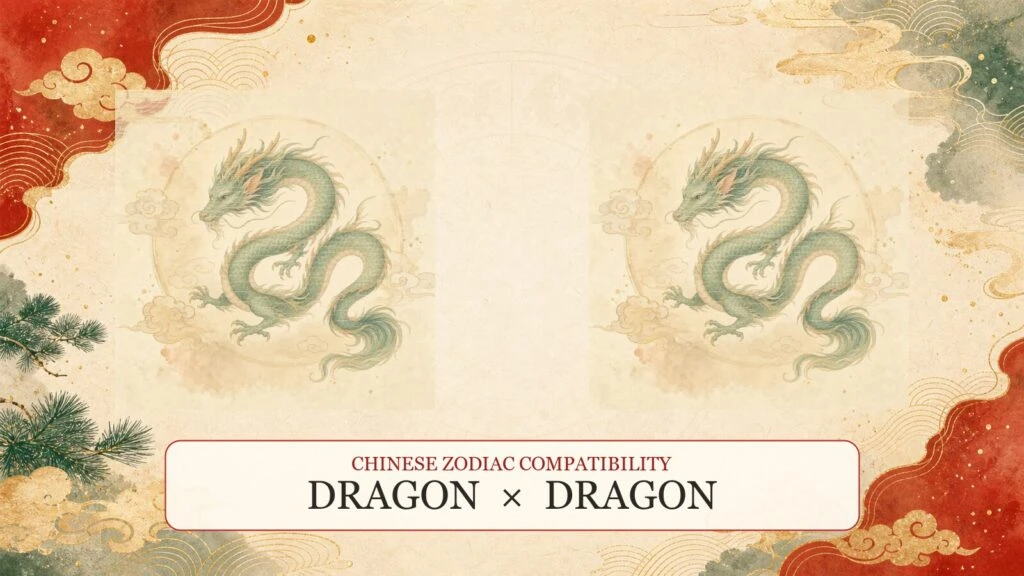 Dragon and Dragon symbols on a Chinese zodiac compatibility cover