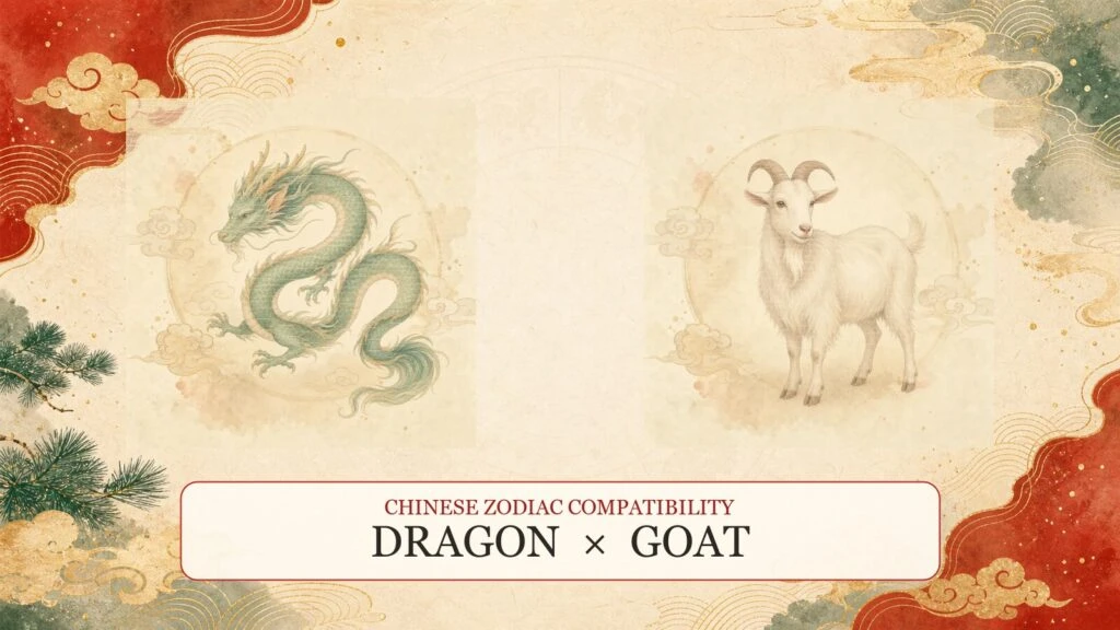 Dragon and Goat symbols on a Chinese zodiac compatibility cover