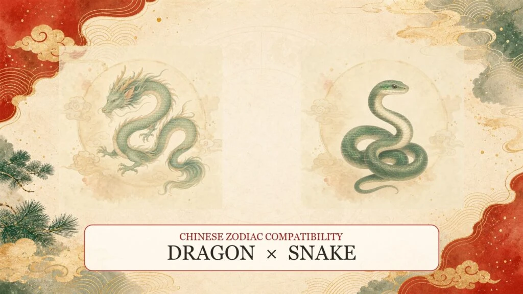 Dragon and Snake symbols on a Chinese zodiac compatibility cover