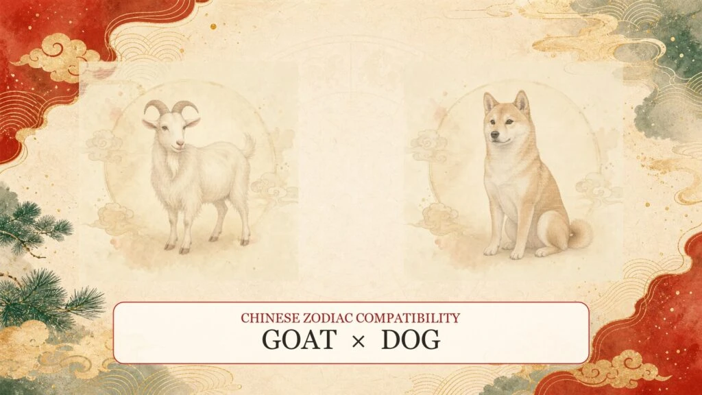 Goat and Dog symbols on a Chinese zodiac compatibility cover
