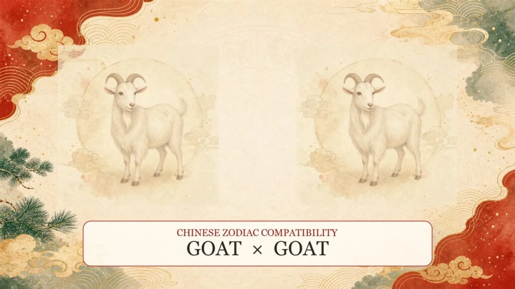 Goat and Goat symbols on a Chinese zodiac compatibility cover