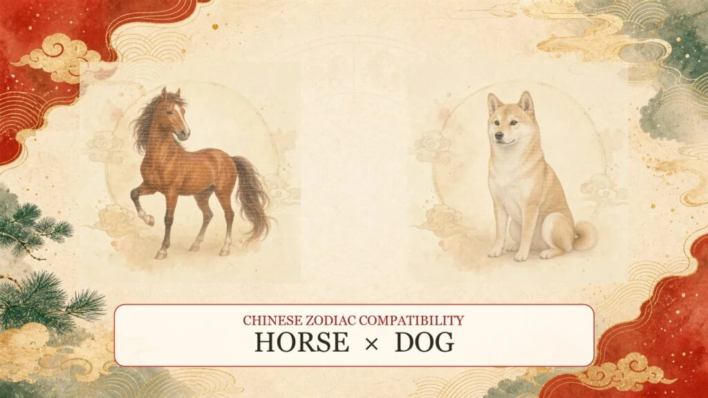 Horse and Dog symbols on a Chinese zodiac compatibility cover
