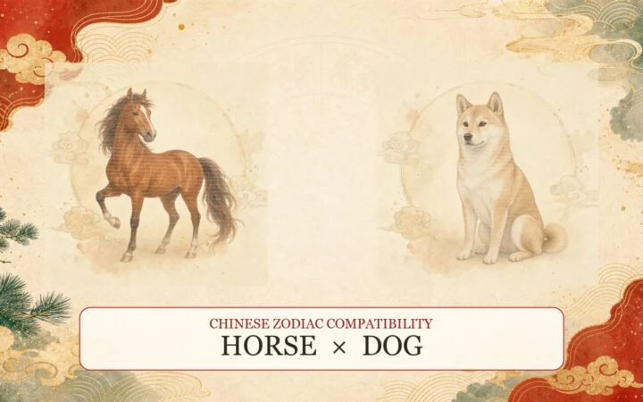 Horse and Dog symbols on a Chinese zodiac compatibility cover