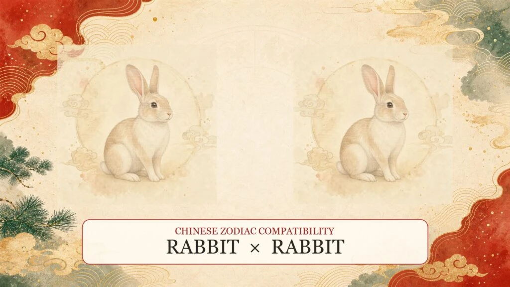 Rabbit and Rabbit symbols on a Chinese zodiac compatibility cover
