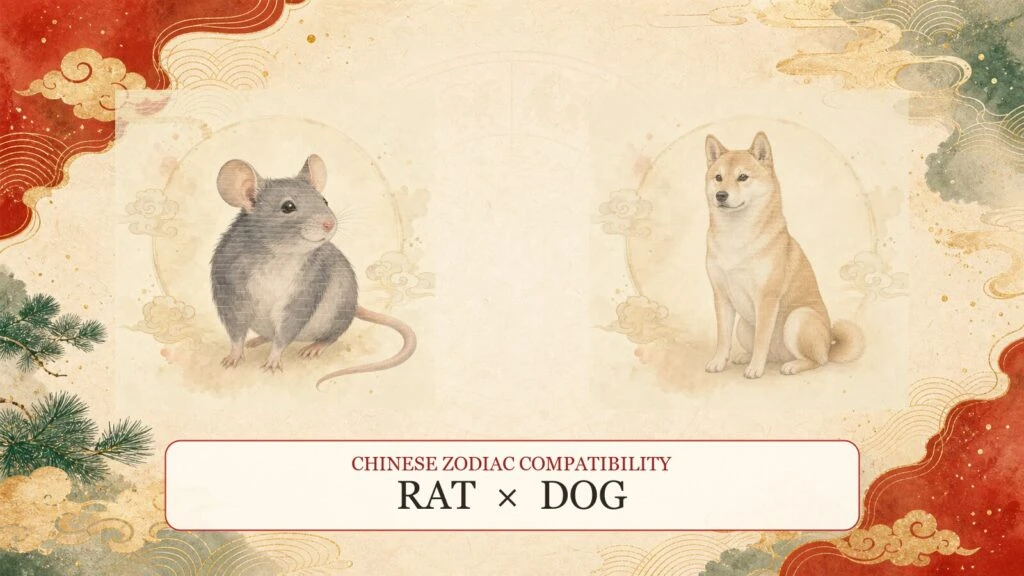 Rat and Dog symbols on a Chinese zodiac compatibility cover