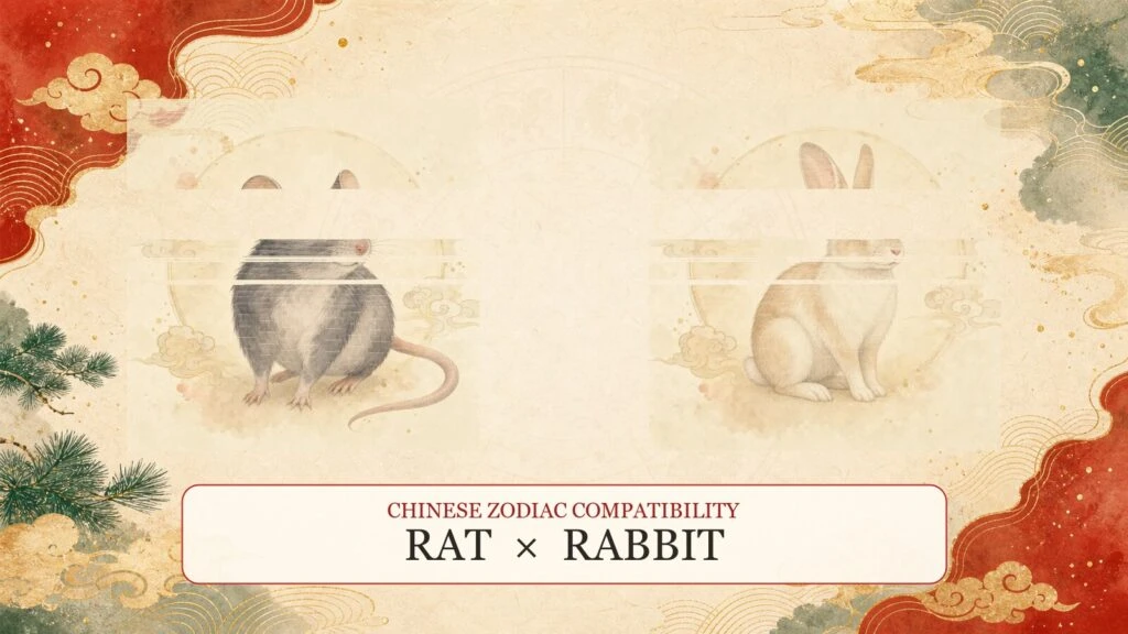 Rat and Rabbit symbols on a Chinese zodiac compatibility cover