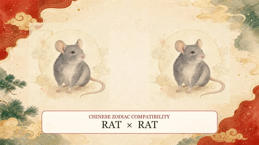 Rat and Rat symbols on a Chinese zodiac compatibility cover