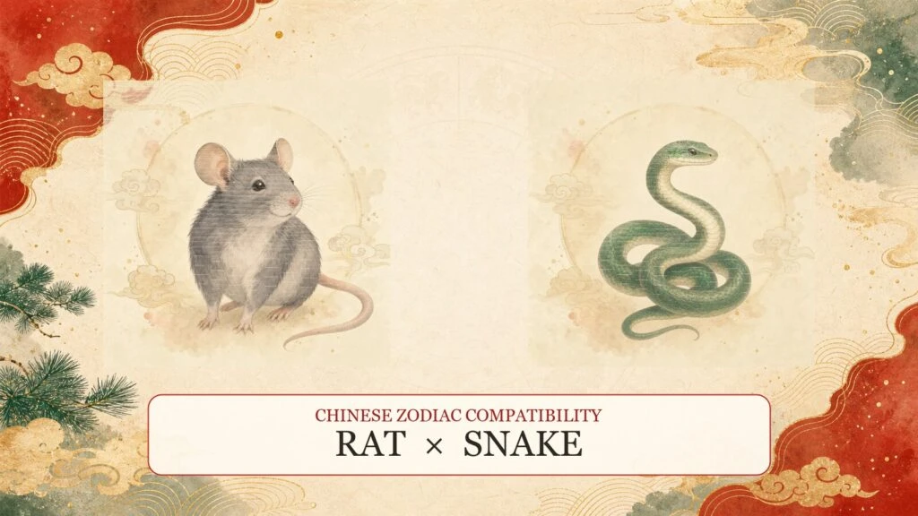 Rat and Snake symbols on a Chinese zodiac compatibility cover