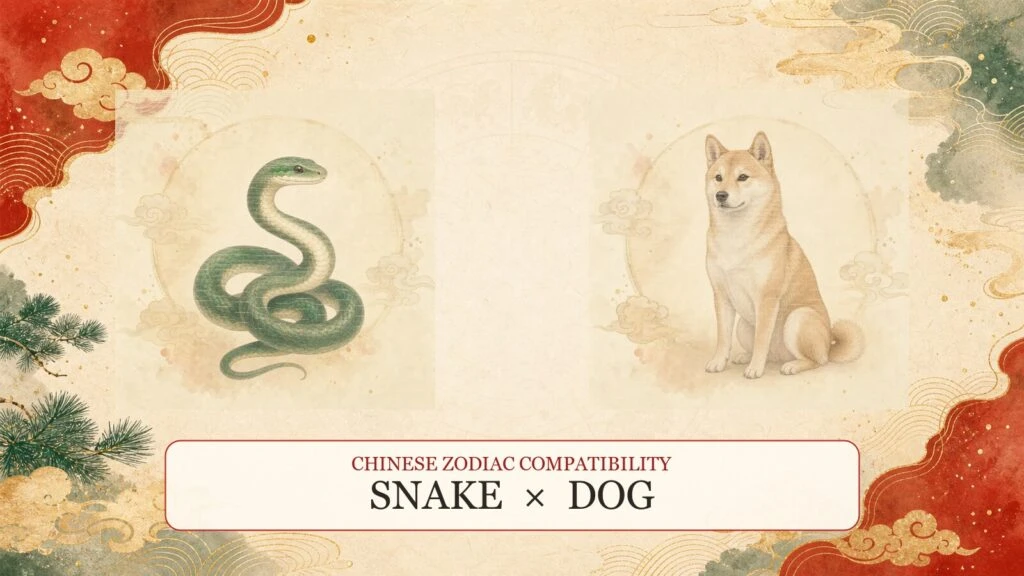 Snake and Dog symbols on a Chinese zodiac compatibility cover