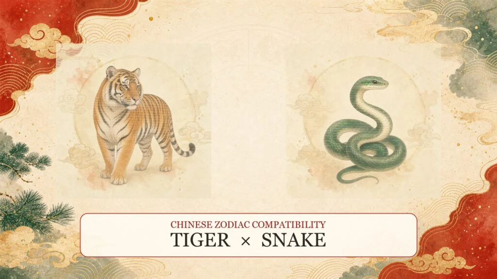 Tiger and Snake symbols on a Chinese zodiac compatibility cover