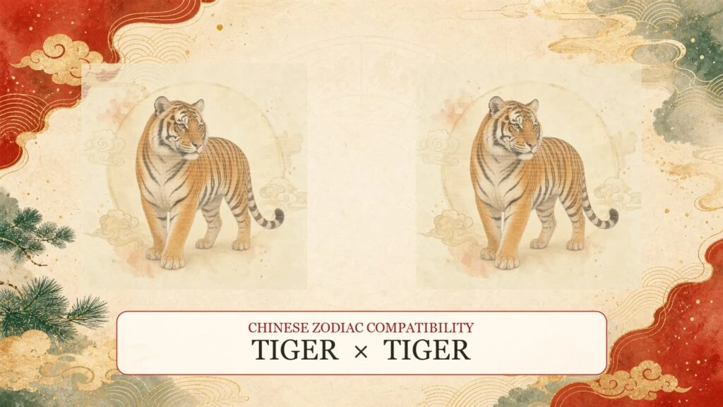 Tiger and Tiger symbols on a Chinese zodiac compatibility cover